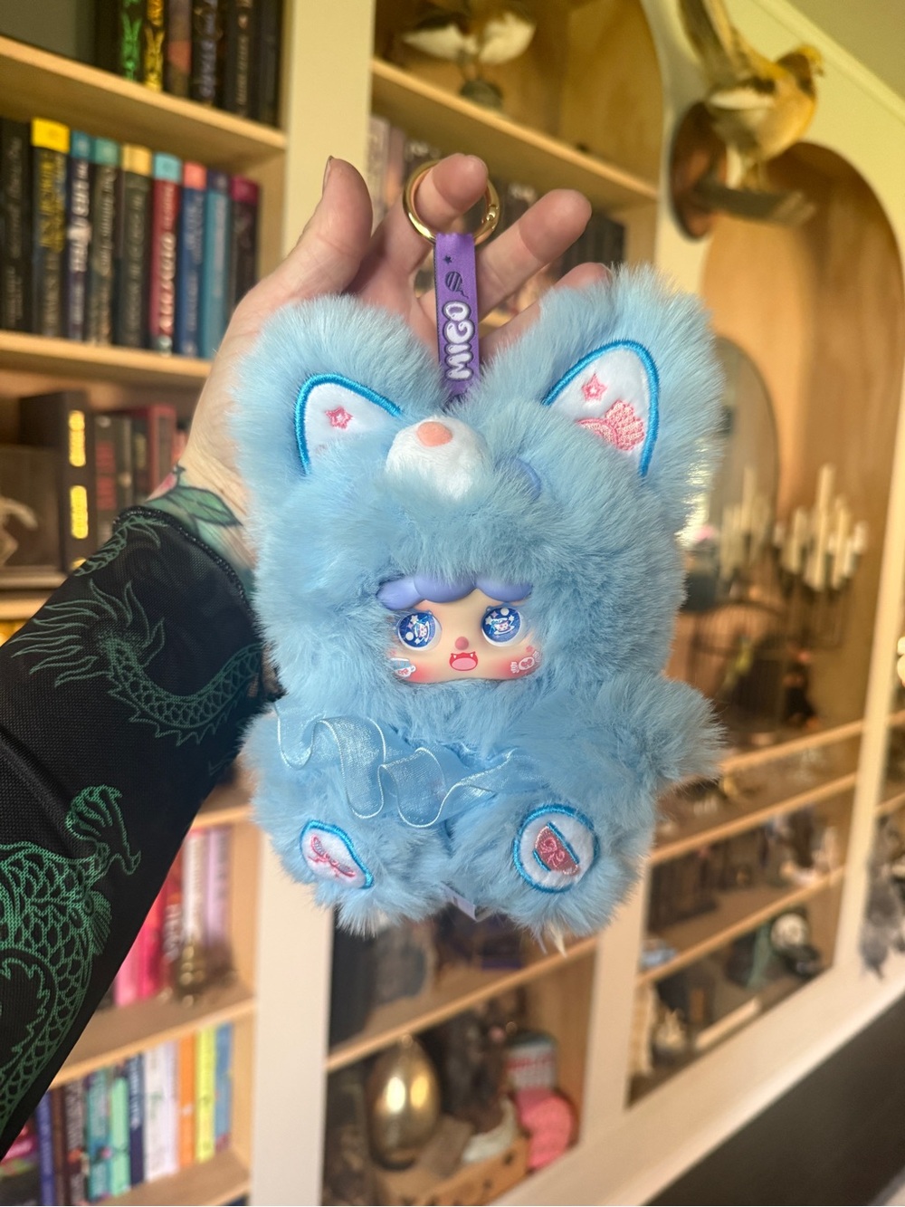 Blue Migo garden cake Furry Doll Keychain Plush